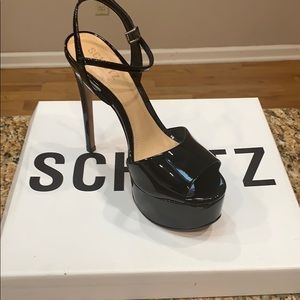 Schutz Black Patent Leather Heels